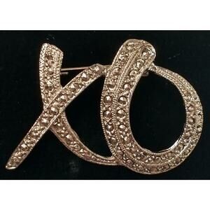 Vintage Kiss Hug X O Marcasite Pin Brooch Valentine Gift Wife Mom Daughter